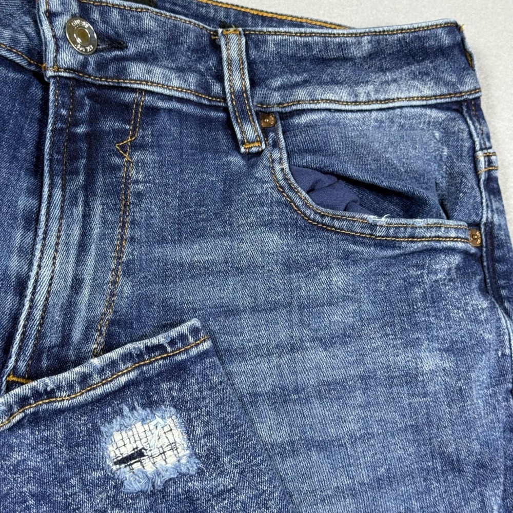 Guess Slim Tapered Distressed Blue Denim Jeans Mens Medium Wash Ripped Casual